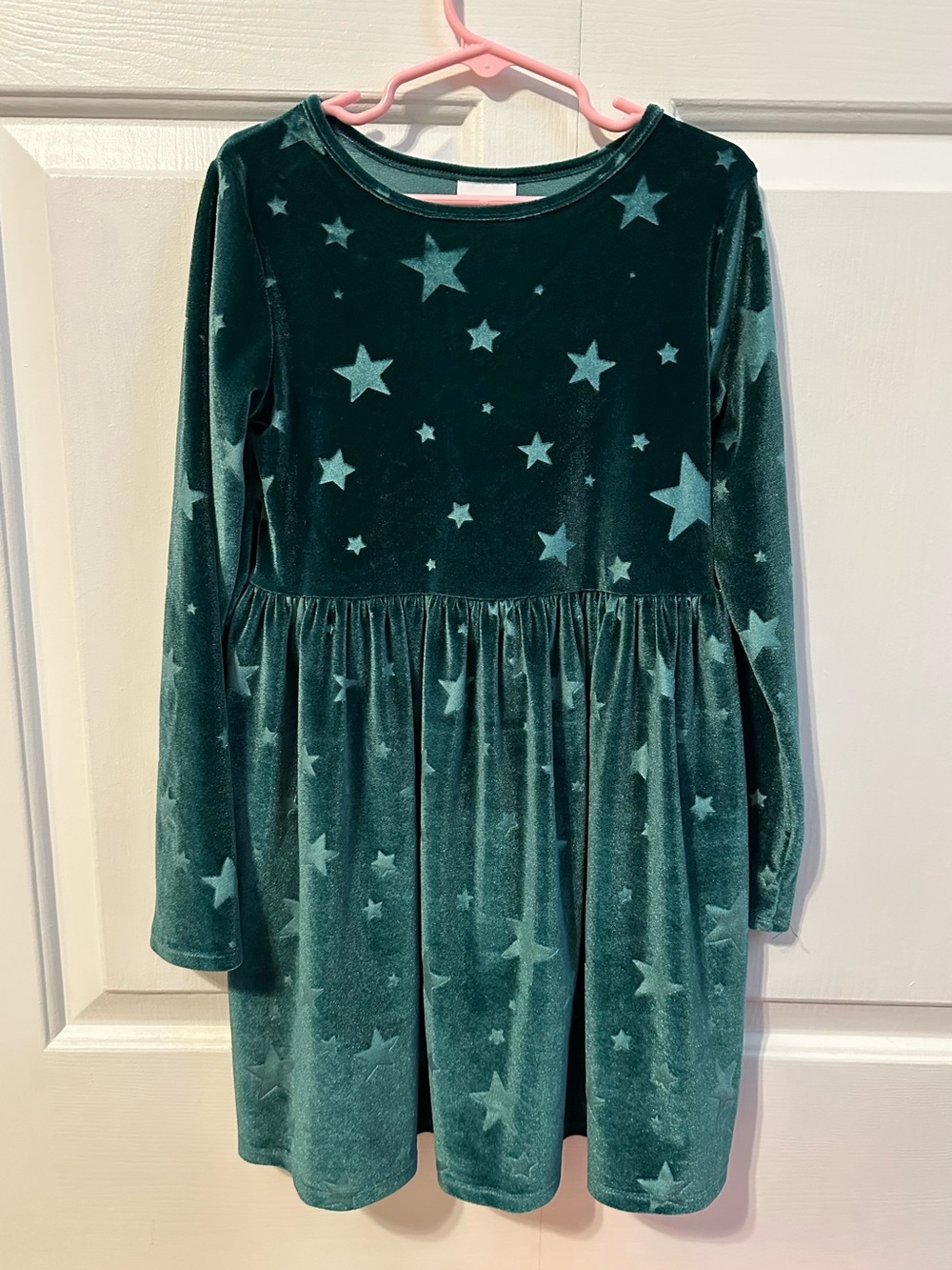 Jumping Bean Green Star Velvet Long-Sleeve Girls Dress Size 6X